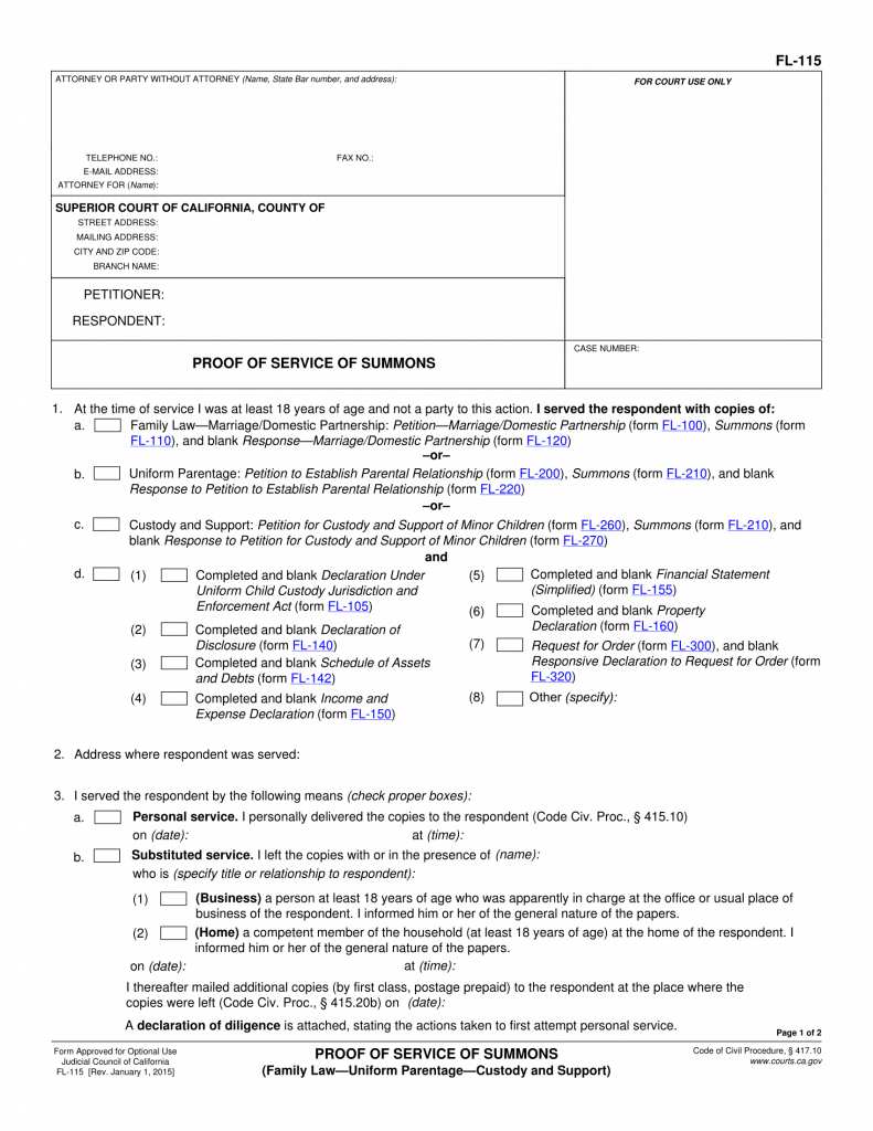 an empty form