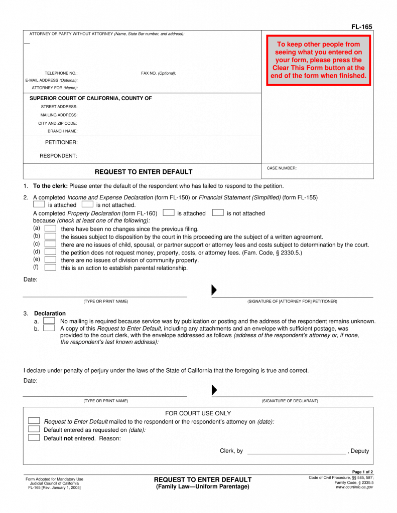 a blank form