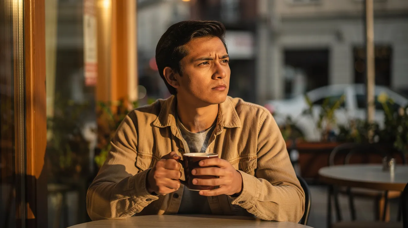 A person thoughtfully considering a new relationship after a separation