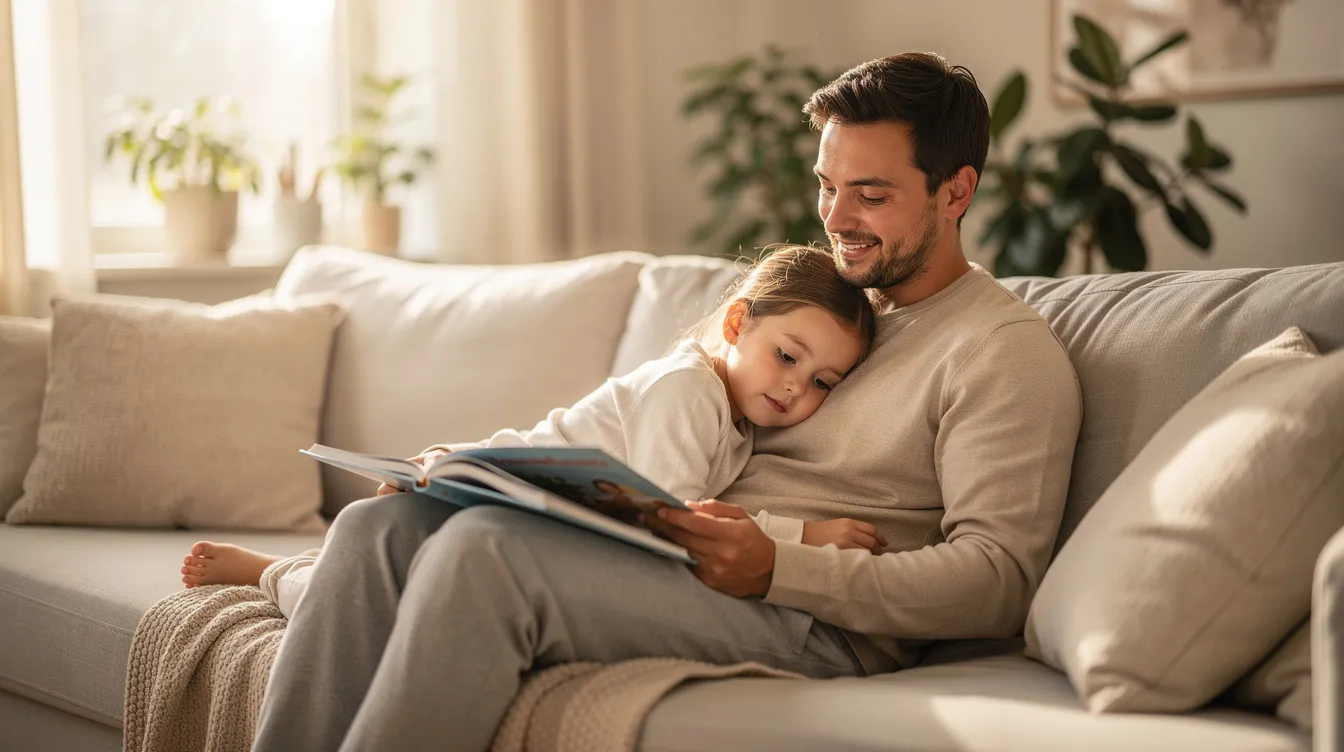 A parent and child spending everyday time together at home